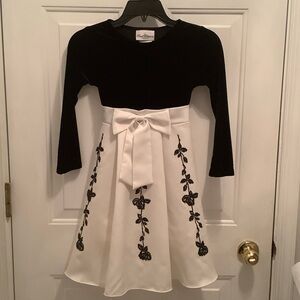 Rare Editions Black and White Floral Kids Dress